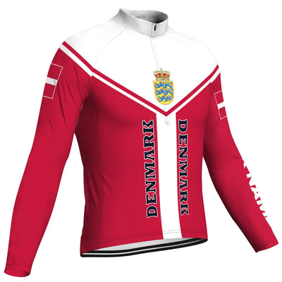 Customized Denmark Men's Winter Thermal Fleece Cycling Jersey Long Sleeve