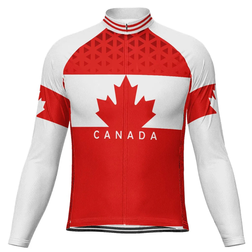Customized Canada Men's Winter Thermal Fleece Cycling Jersey Long Sleeve