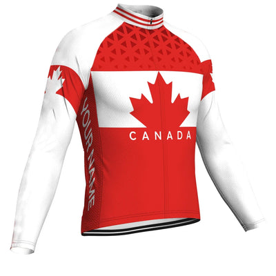 Customized Canada Men's Winter Thermal Fleece Cycling Jersey Long Sleeve