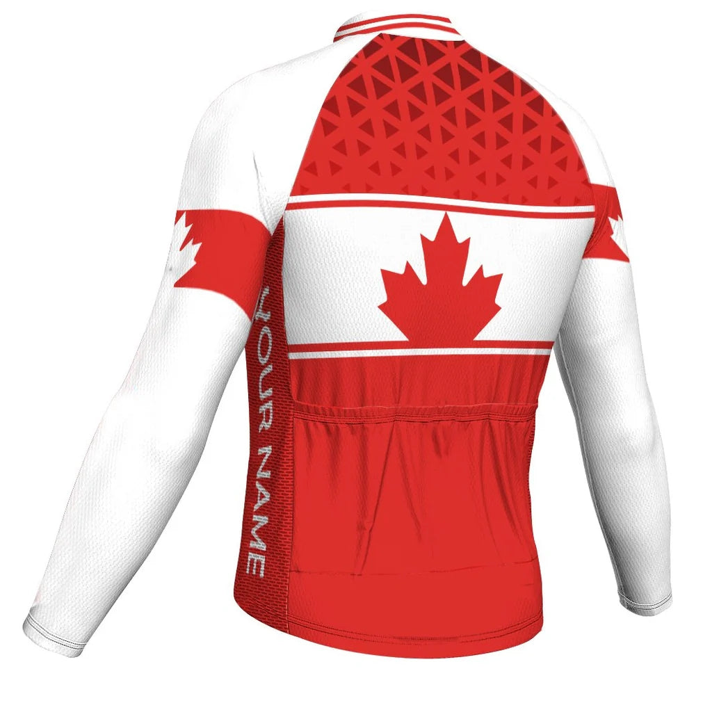Customized Canada Men's Winter Thermal Fleece Cycling Jersey Long Sleeve
