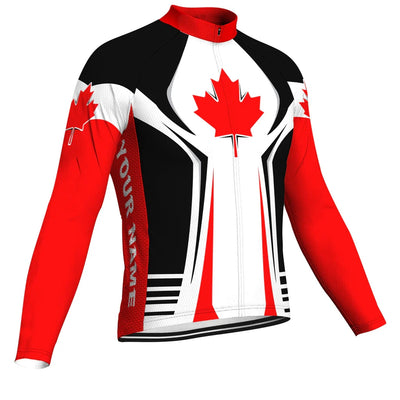 Customized Canada Men's Winter Thermal Fleece Cycling Jersey Long Sleeve