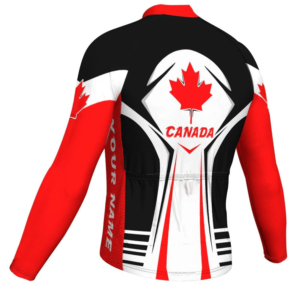 Customized Canada Men's Winter Thermal Fleece Cycling Jersey Long Sleeve
