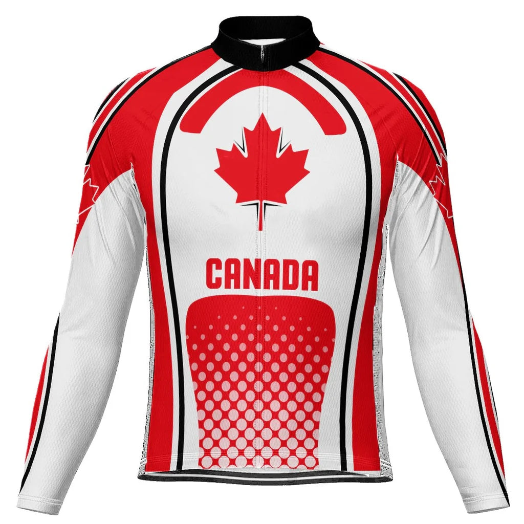 Customized Canada Men's Winter Thermal Fleece Cycling Jersey Long Sleeve