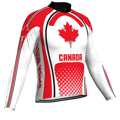 Customized Canada Men's Winter Thermal Fleece Cycling Jersey Long Sleeve