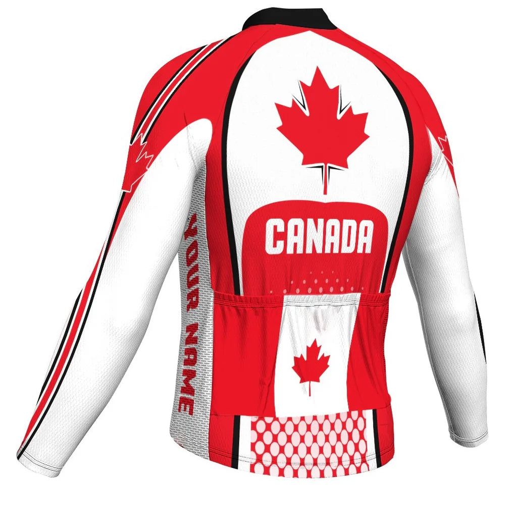 Customized Canada Men's Winter Thermal Fleece Cycling Jersey Long Sleeve