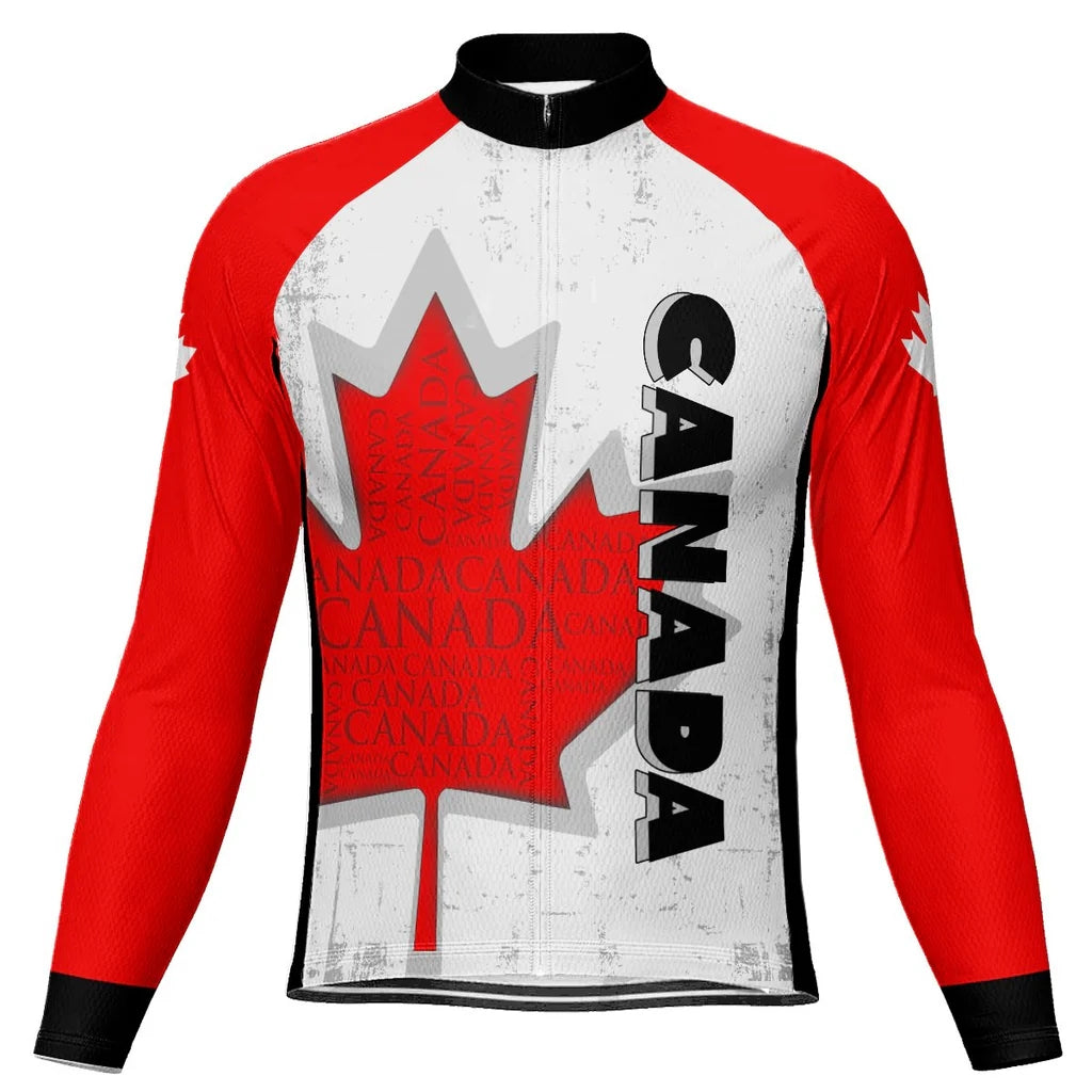Customized Canada Men's Winter Thermal Fleece Cycling Jersey Long Sleeve