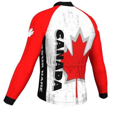 Customized Canada Men's Winter Thermal Fleece Cycling Jersey Long Sleeve