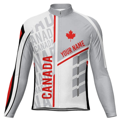 Customized Canada Men's Winter Thermal Fleece Cycling Jersey Long Sleeve