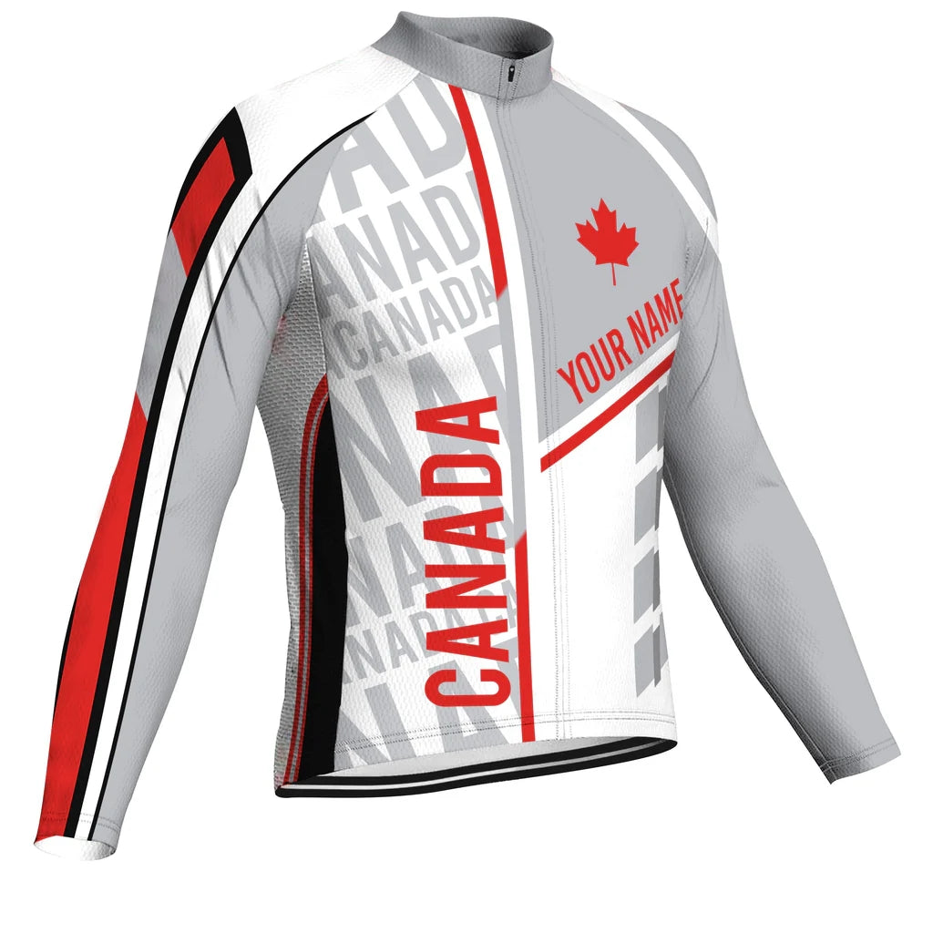 Customized Canada Men's Winter Thermal Fleece Cycling Jersey Long Sleeve