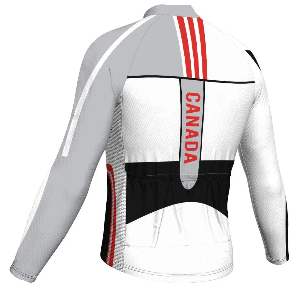 Customized Canada Men's Winter Thermal Fleece Cycling Jersey Long Sleeve