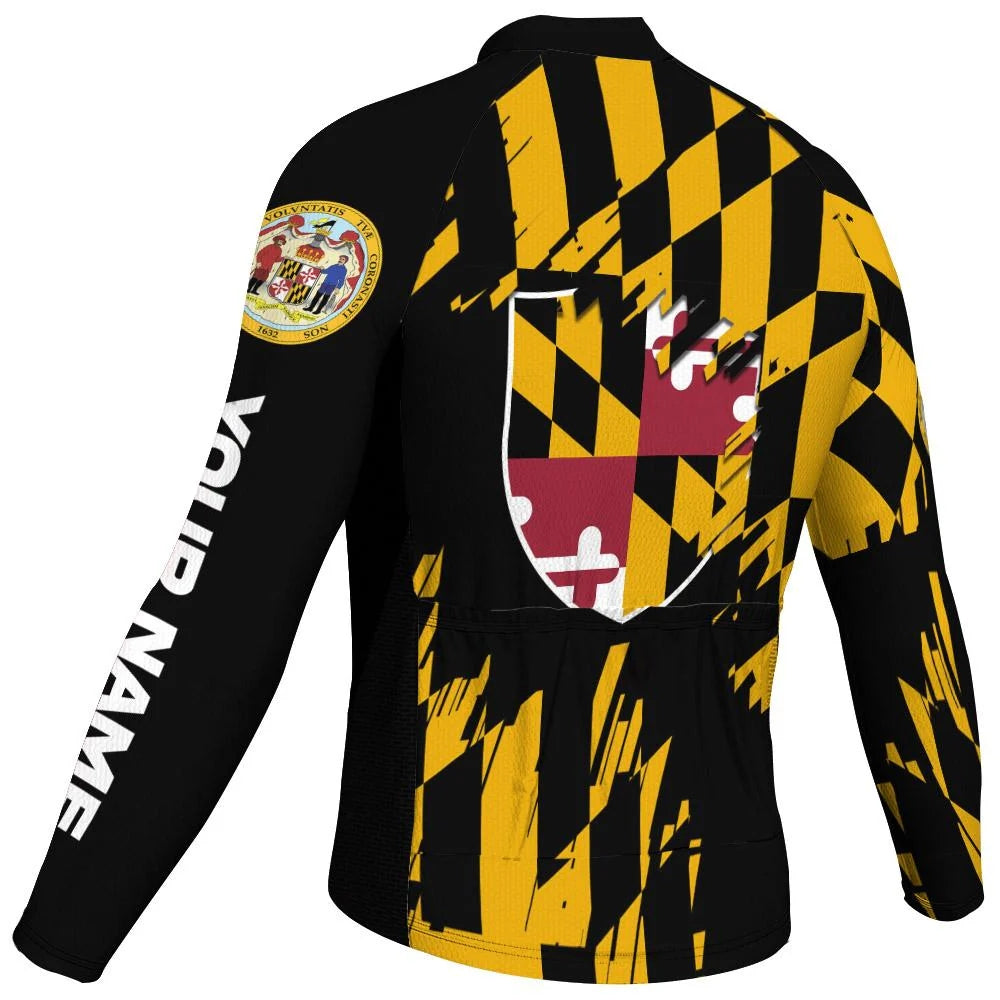 Customized Maryland Men's Winter Thermal Fleece Cycling Jersey Long Sleeve