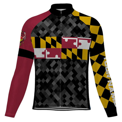 Customized Maryland Men's Winter Thermal Fleece Cycling Jersey Long Sleeve