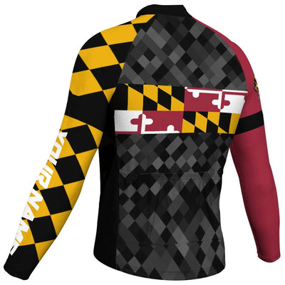 Customized Maryland Men's Winter Thermal Fleece Cycling Jersey Long Sleeve