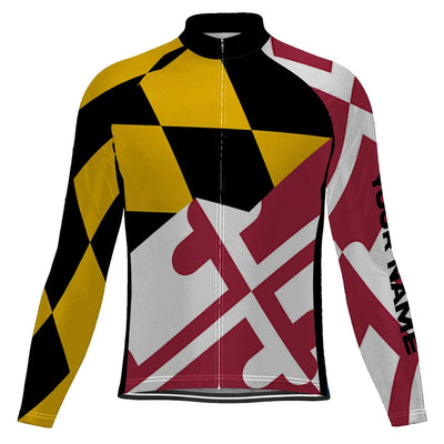 Customized Maryland Men's Winter Thermal Fleece Cycling Jersey Long Sleeve