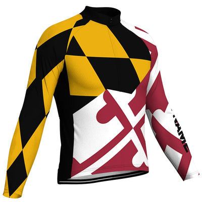 Customized Maryland Men's Winter Thermal Fleece Cycling Jersey Long Sleeve