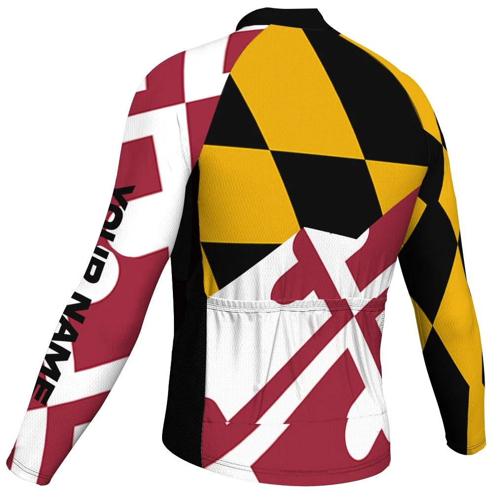 Customized Maryland Men's Winter Thermal Fleece Cycling Jersey Long Sleeve