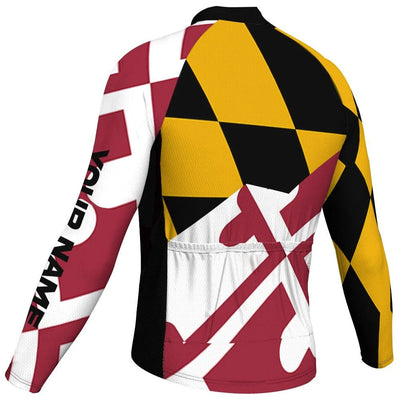 Customized Maryland Men's Winter Thermal Fleece Cycling Jersey Long Sleeve