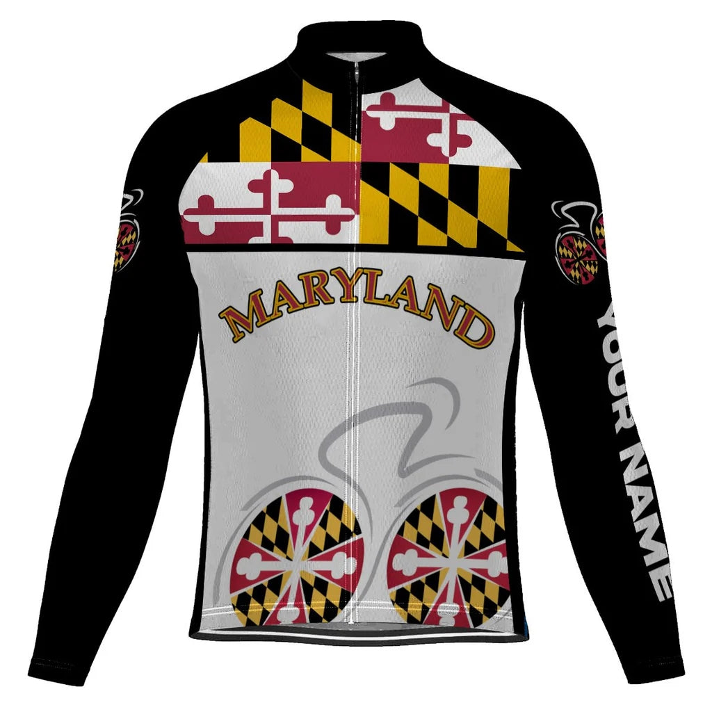 Customized Maryland Men's Winter Thermal Fleece Cycling Jersey Long Sleeve