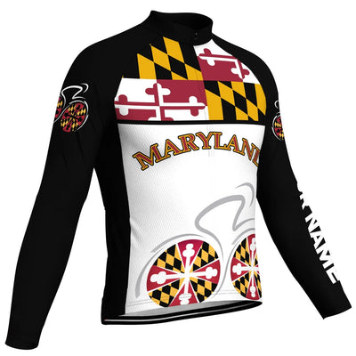 Customized Maryland Men's Winter Thermal Fleece Cycling Jersey Long Sleeve
