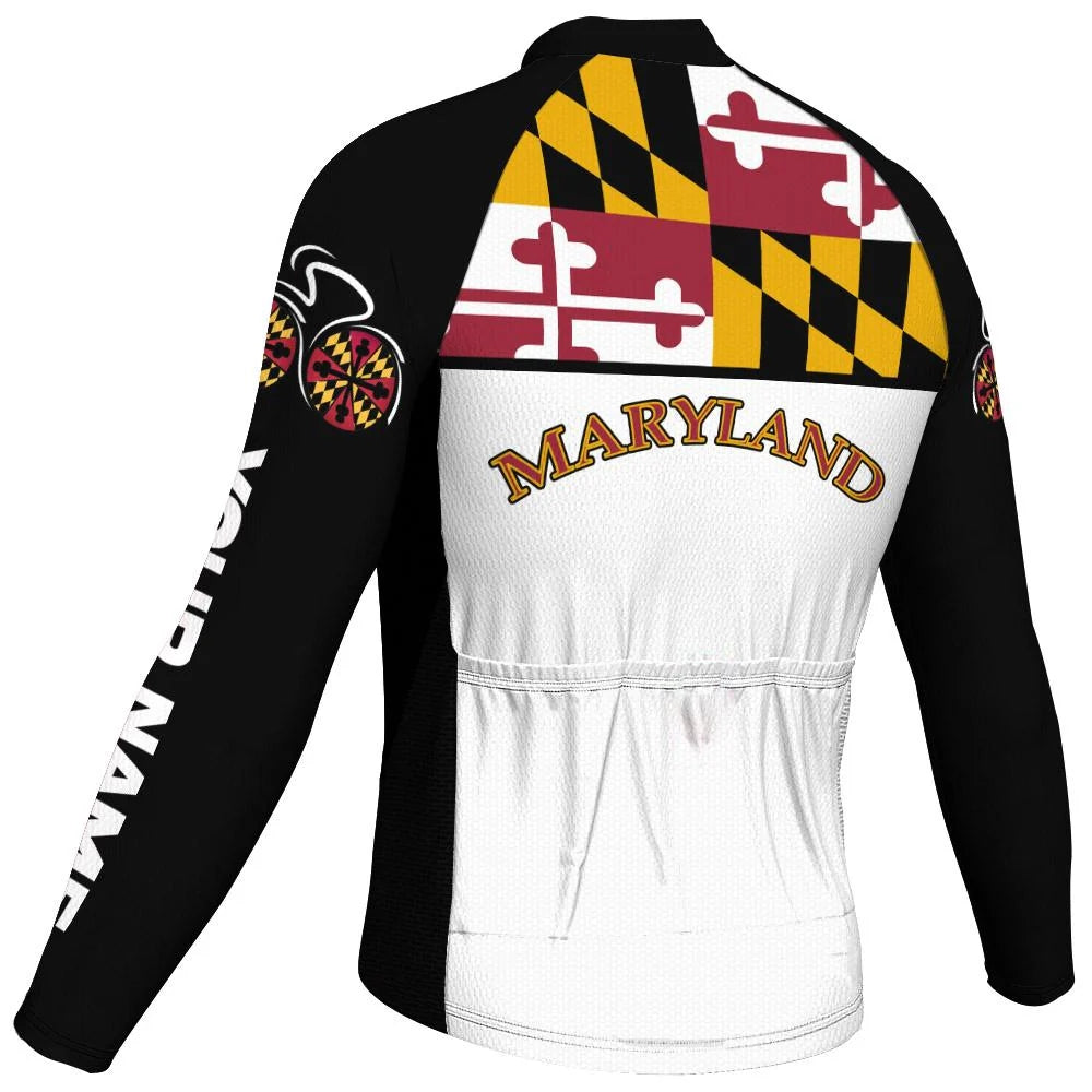 Customized Maryland Men's Winter Thermal Fleece Cycling Jersey Long Sleeve