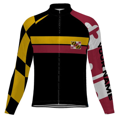 Customized Maryland Men's Winter Thermal Fleece Cycling Jersey Long Sleeve