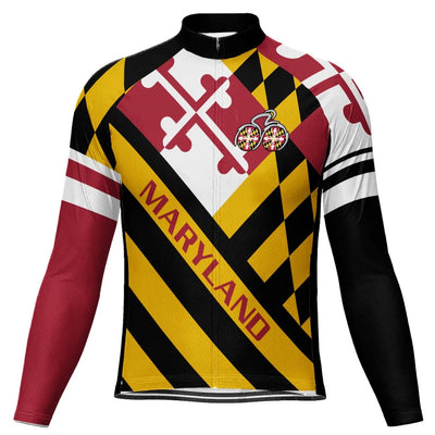 Customized Maryland Men's Winter Thermal Fleece Cycling Jersey Long Sleeve