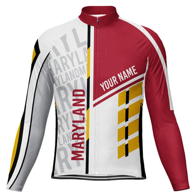 Customized Maryland Men's Winter Thermal Fleece Cycling Jersey Long Sleeve