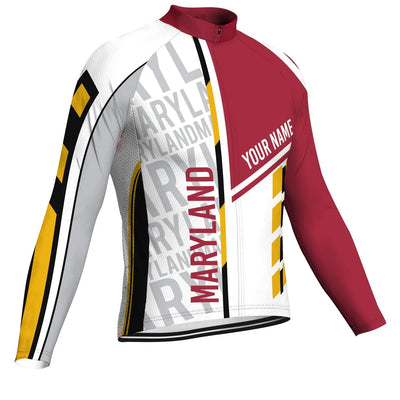 Customized Maryland Men's Winter Thermal Fleece Cycling Jersey Long Sleeve