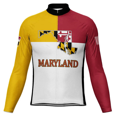 Customized Maryland Men's Winter Thermal Fleece Cycling Jersey Long Sleeve