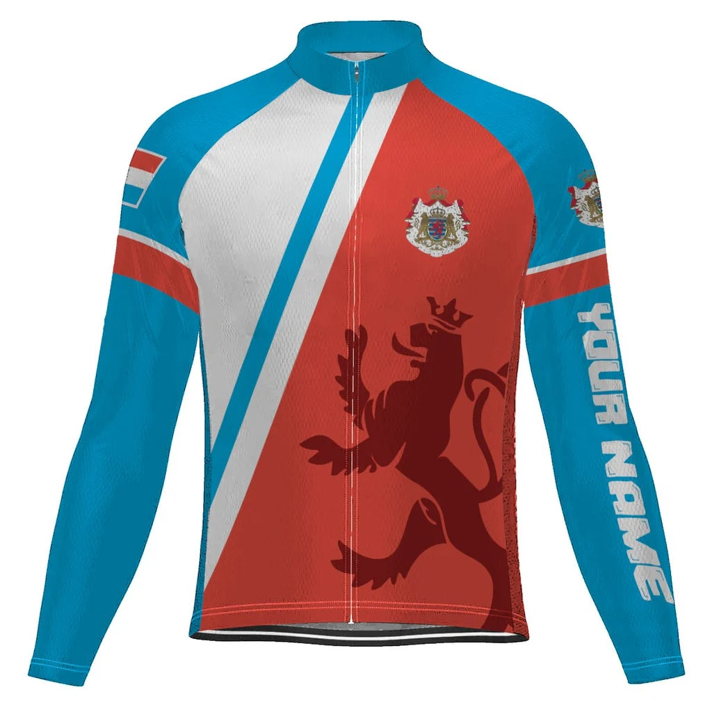 Customized Luxembourg Men's Winter Thermal Fleece Cycling Jersey Long Sleeve