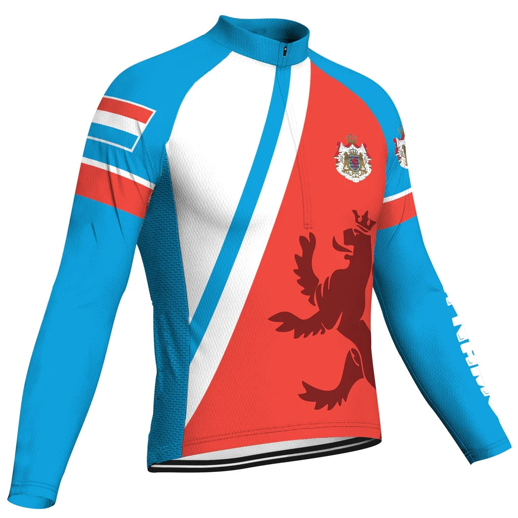 Customized Luxembourg Men's Winter Thermal Fleece Cycling Jersey Long Sleeve