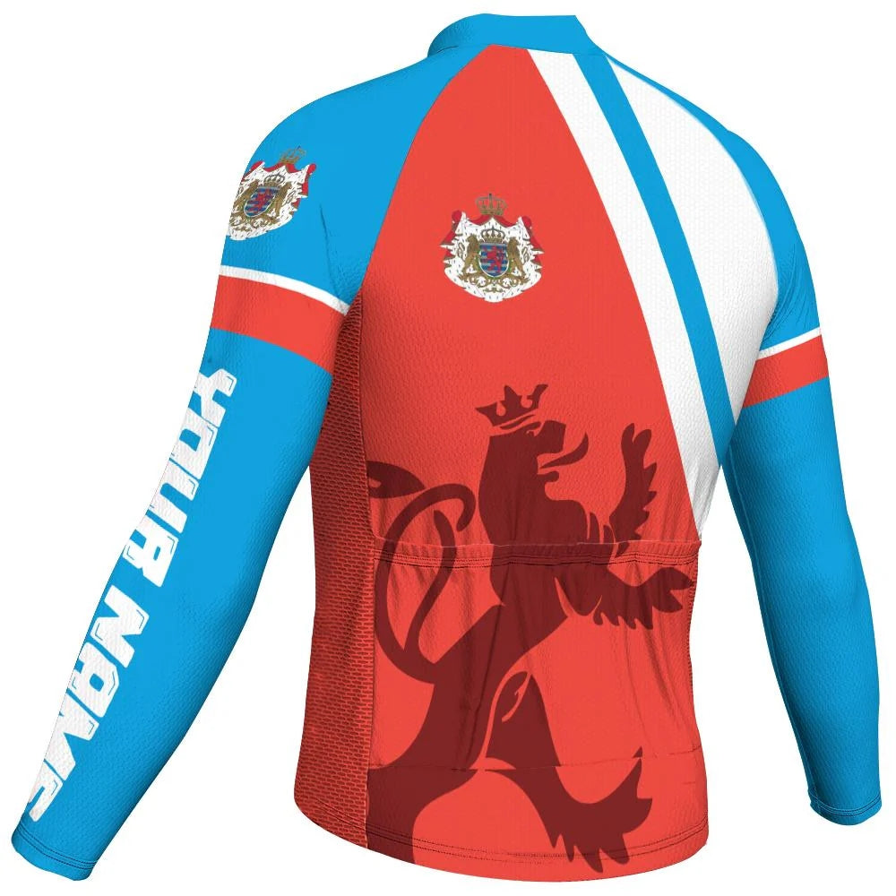 Customized Luxembourg Men's Winter Thermal Fleece Cycling Jersey Long Sleeve
