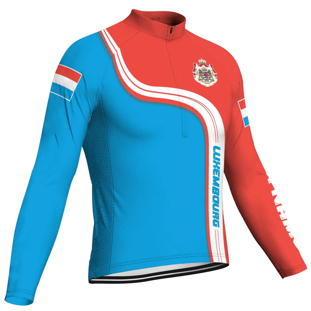 Customized Luxembourg Men's Winter Thermal Fleece Cycling Jersey Long Sleeve