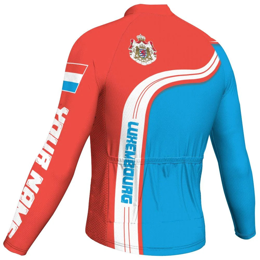Customized Luxembourg Men's Winter Thermal Fleece Cycling Jersey Long Sleeve