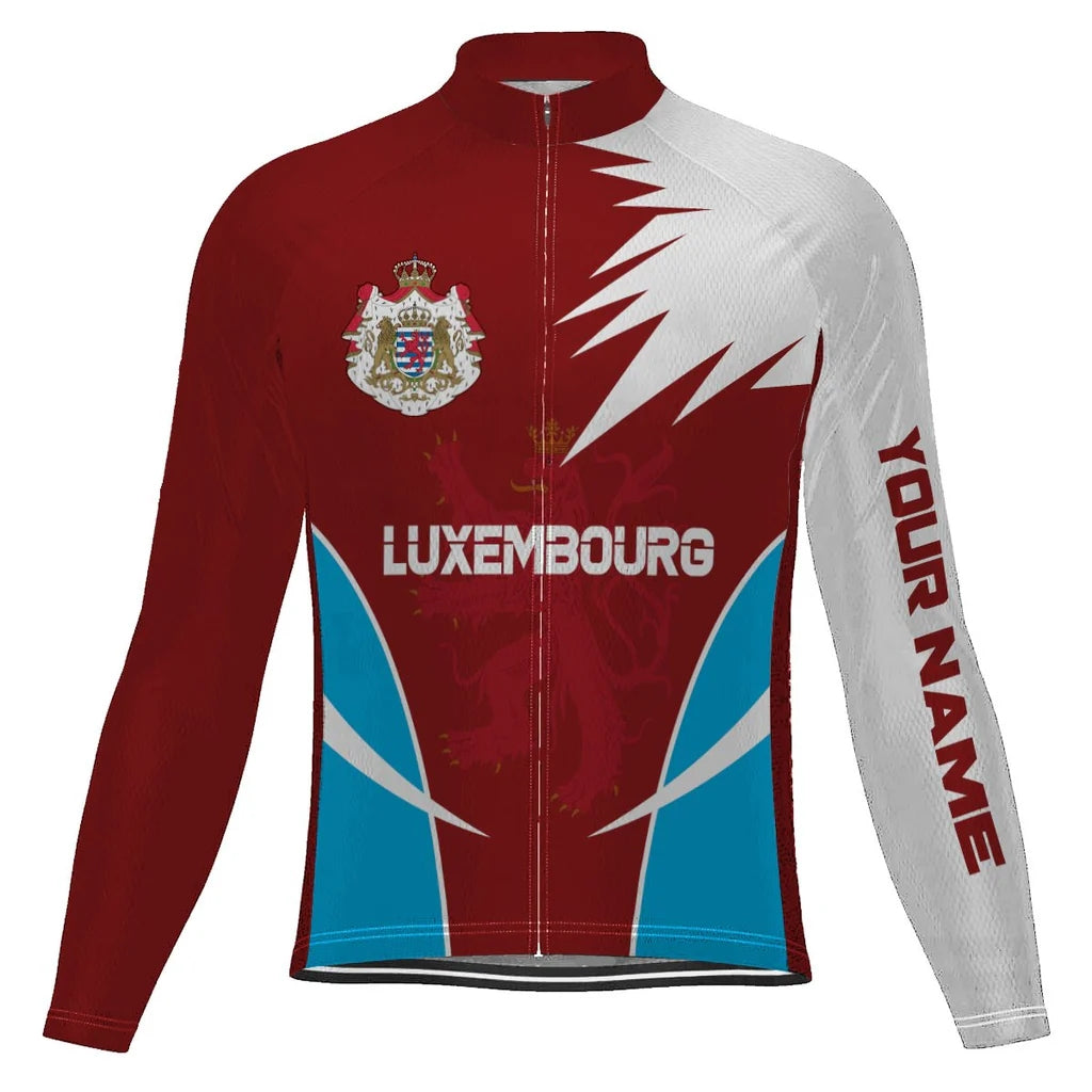 Customized Luxembourg Men's Winter Thermal Fleece Cycling Jersey Long Sleeve