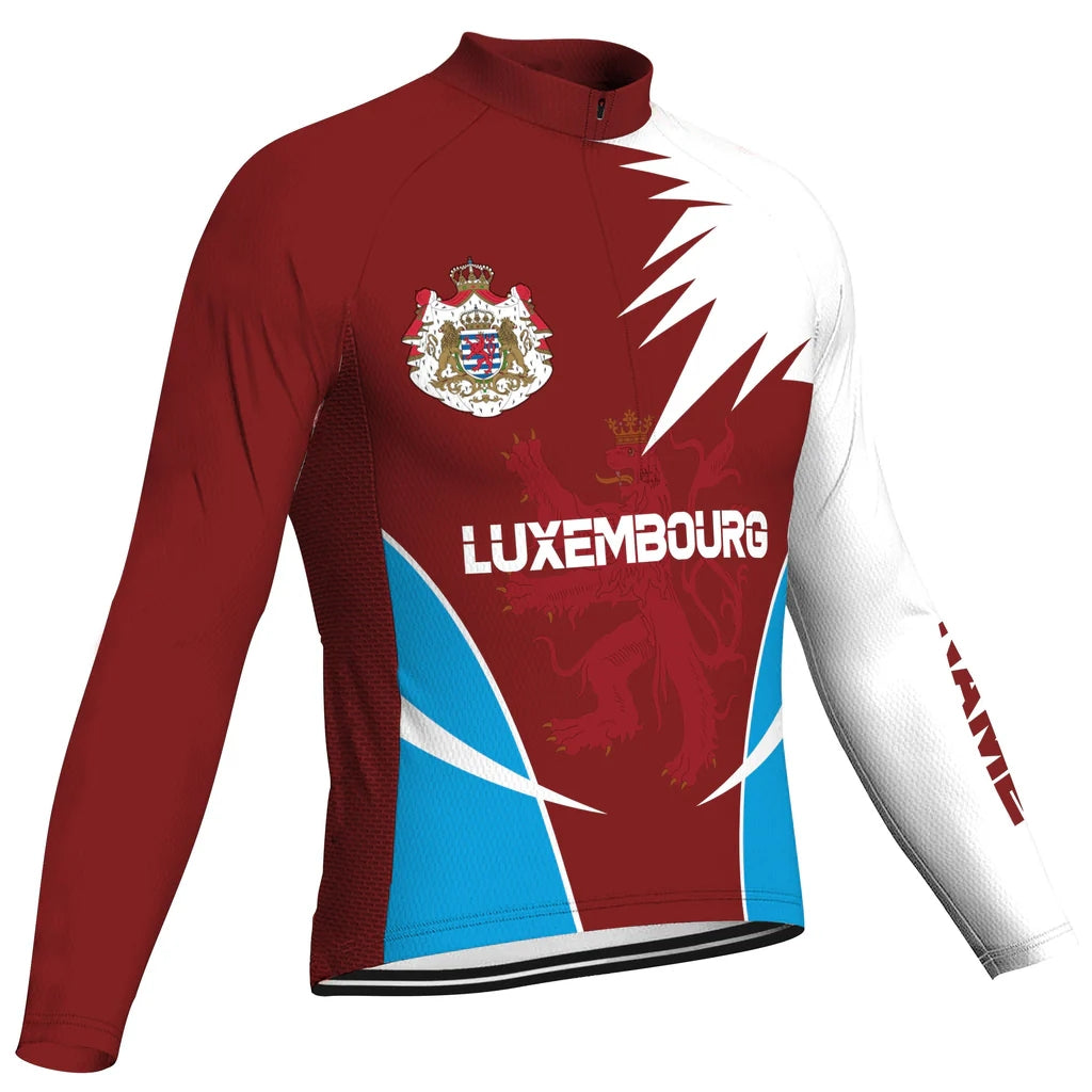 Customized Luxembourg Men's Winter Thermal Fleece Cycling Jersey Long Sleeve
