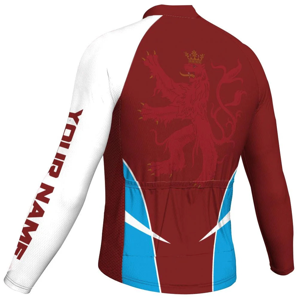Customized Luxembourg Men's Winter Thermal Fleece Cycling Jersey Long Sleeve