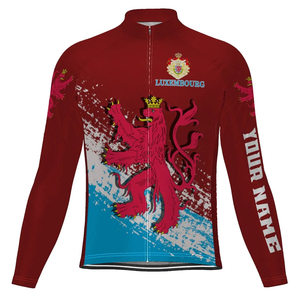 Customized Luxembourg Men's Winter Thermal Fleece Cycling Jersey Long Sleeve
