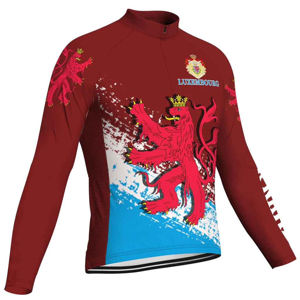 Customized Luxembourg Men's Winter Thermal Fleece Cycling Jersey Long Sleeve