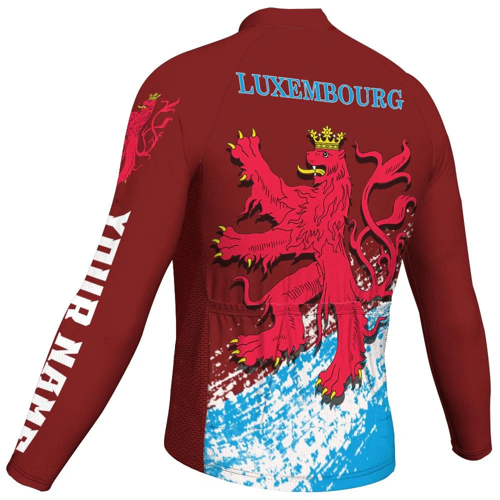 Customized Luxembourg Men's Winter Thermal Fleece Cycling Jersey Long Sleeve