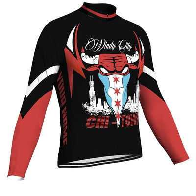 Customized Chicago Men's Winter Thermal Fleece Cycling Jersey Long Sleeve
