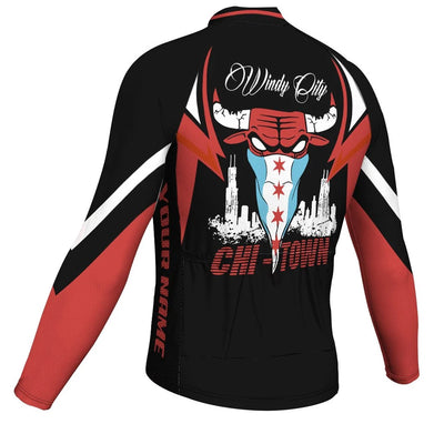 Customized Chicago Men's Winter Thermal Fleece Cycling Jersey Long Sleeve