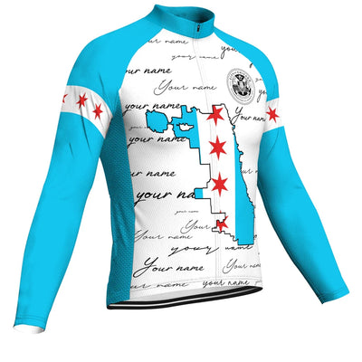 Customized Chicago Men's Winter Thermal Fleece Cycling Jersey Long Sleeve