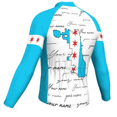 Customized Chicago Men's Winter Thermal Fleece Cycling Jersey Long Sleeve