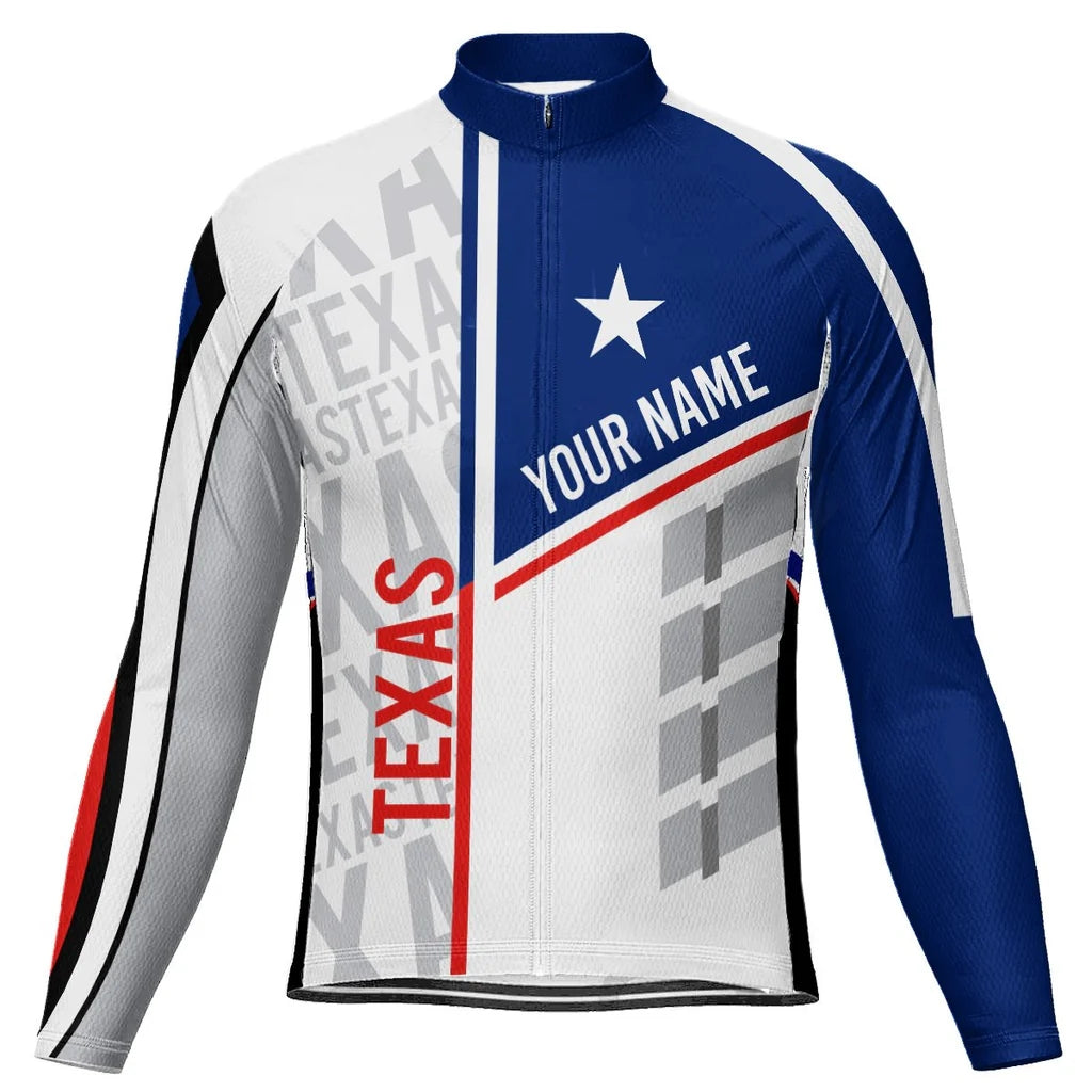 Customized Texas Men's Winter Thermal Fleece Cycling Jersey Long Sleeve