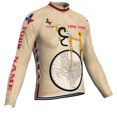 Customized Texas Men's Winter Thermal Fleece Cycling Jersey Long Sleeve