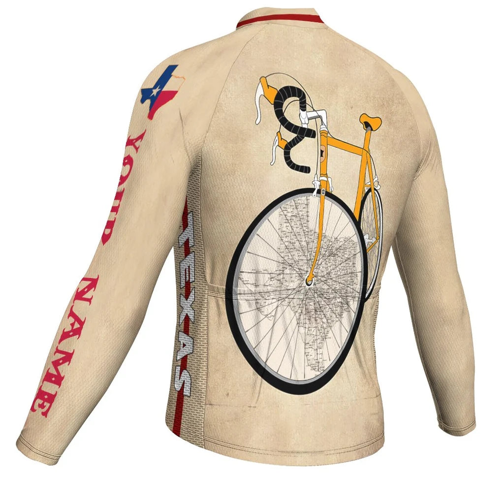 Customized Texas Men's Winter Thermal Fleece Cycling Jersey Long Sleeve