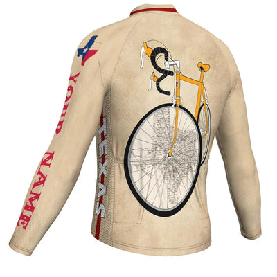 Customized Texas Men's Winter Thermal Fleece Cycling Jersey Long Sleeve