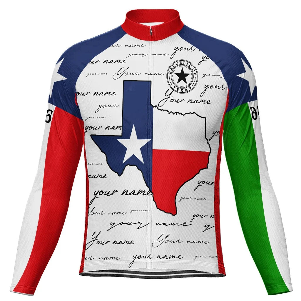 Customized Texas Men's Winter Thermal Fleece Cycling Jersey Long Sleeve