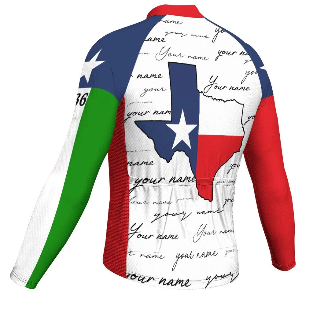 Customized Texas Men's Winter Thermal Fleece Cycling Jersey Long Sleeve